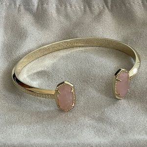 Kendra Scott Elton Gold Cuff Bracelet in Rose Quartz
